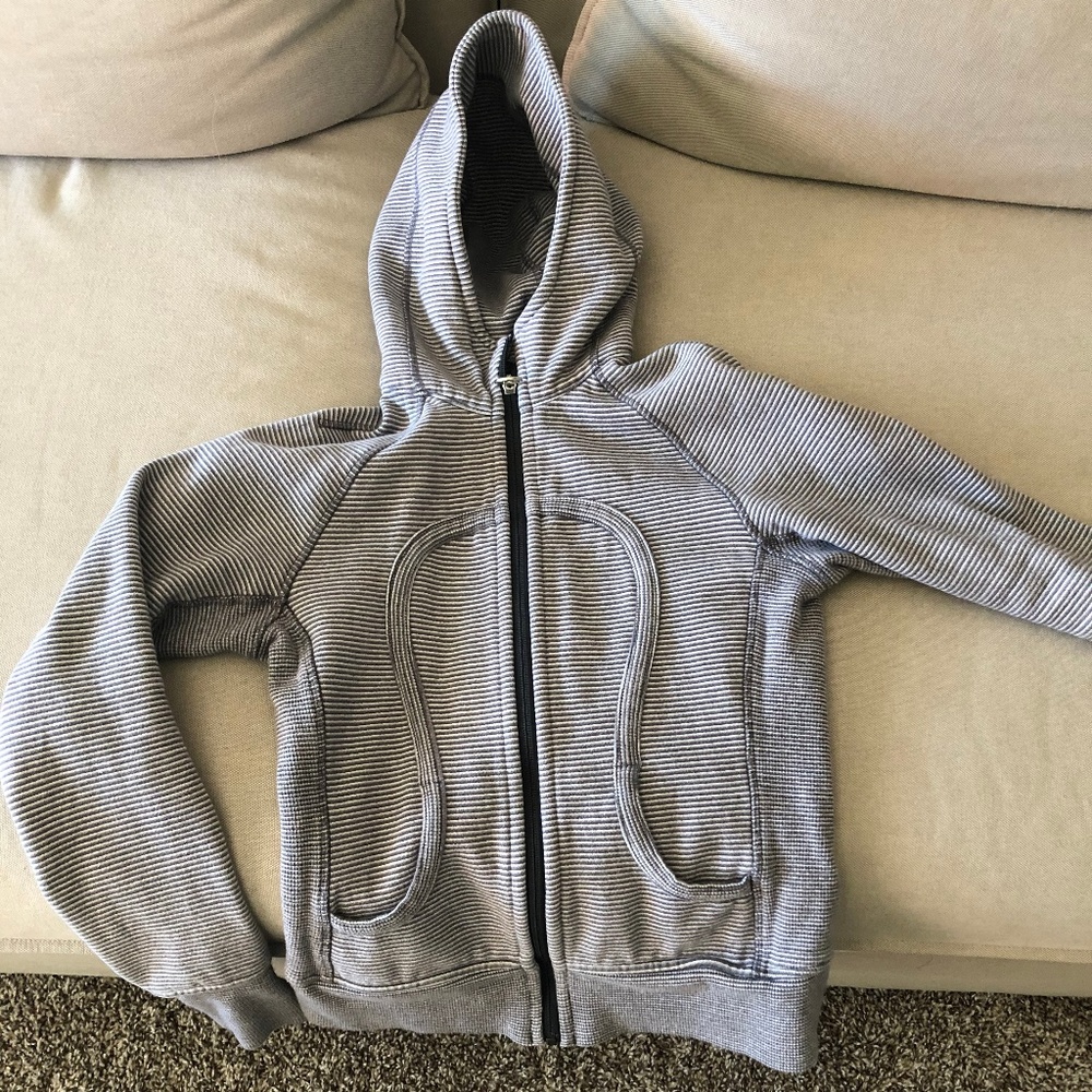 Green striped Lululemon scuba zip up hoodie